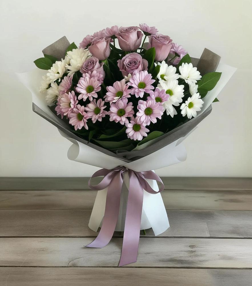 Букет цветов из: Хризантемы и Розы в Жерновце