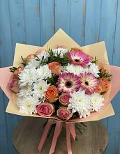 Букет цветов из:  Розы, Герберы и Хризантемы в Жерновце