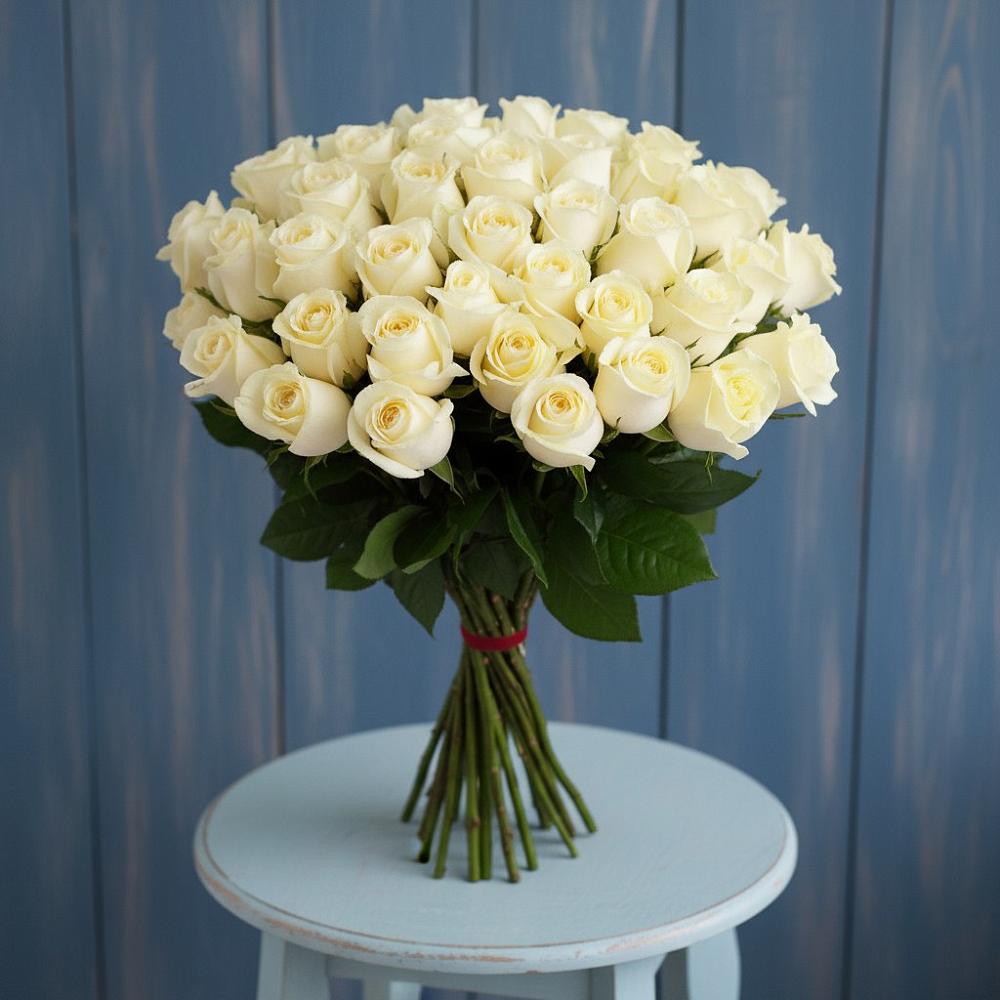 Букет 51 Белая роза Эдлесс Лав в Жерновце