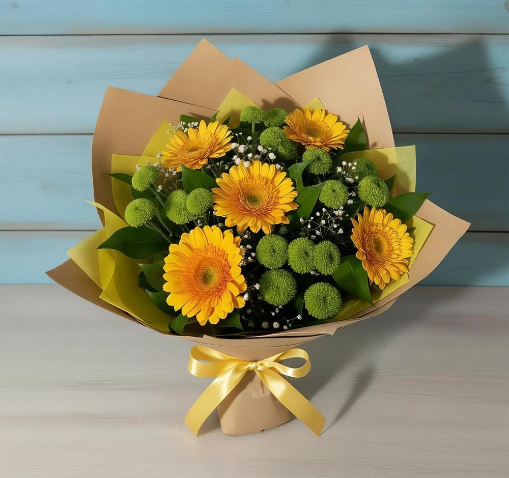Букет цветов из: Герберы и Хризантемы в Жерновце