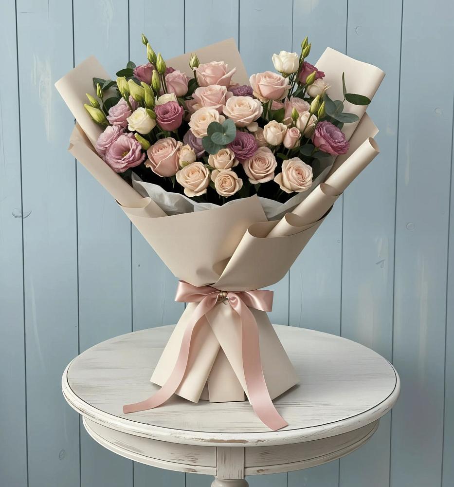 Букет цветов из: Розы и Лизиантусы в Жерновце