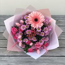 Букет цветов из:  Розы, Герберы и Хризантемы в Жерновце