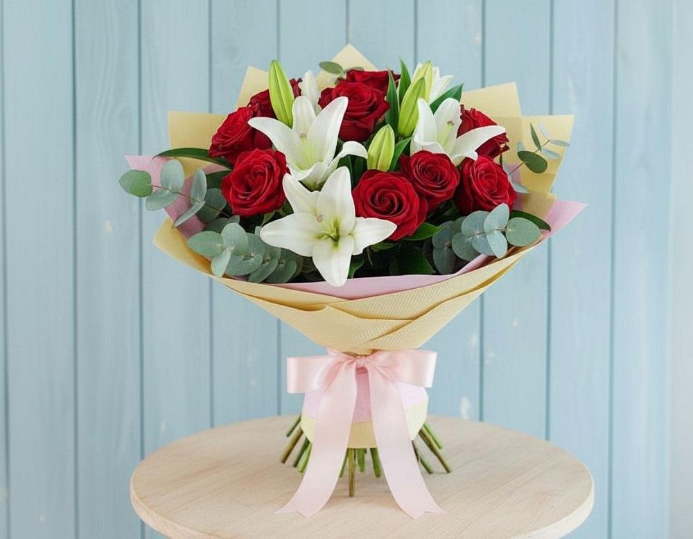 Букет цветов из: Лилии и Розы в Жерновце